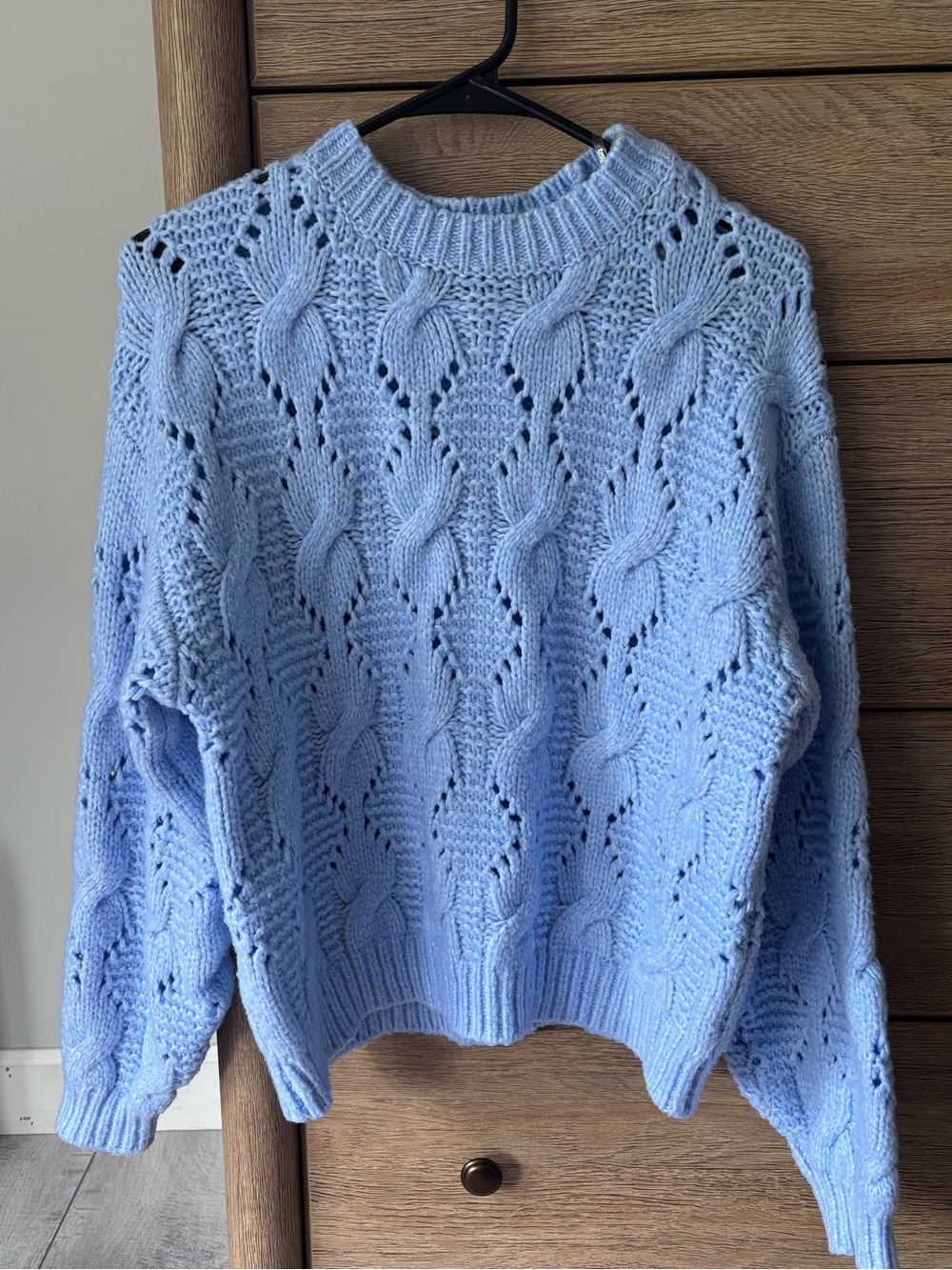 Dry Goods Light Blue Cable Knit Crewneck Sweater